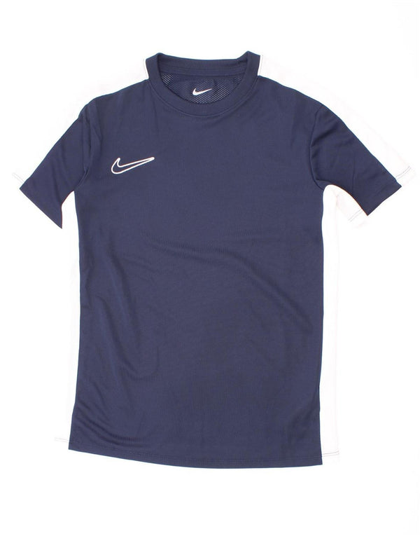 Nike Boys Dri Fit T-shirt Top 10-11 år Medium Navy Blue Colourblock