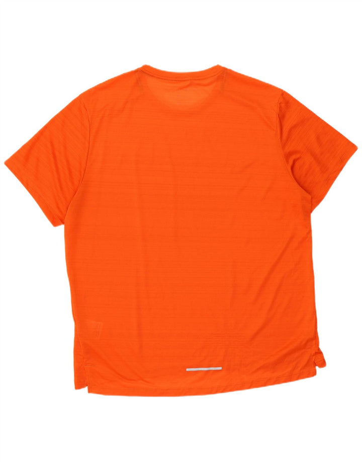 Nike herre Dri Fit T-shirt top XL orange stribet polyester