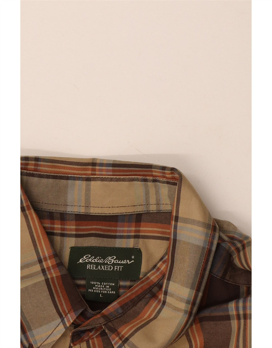 EDDIE BAUER Herre Relaxed Fit Flanellskjorte Stor brun plaid bomuld