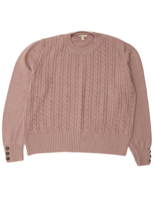 Barbour Dame Crew Neck Jumper Sweater UK 16 Large Pink Bomuld