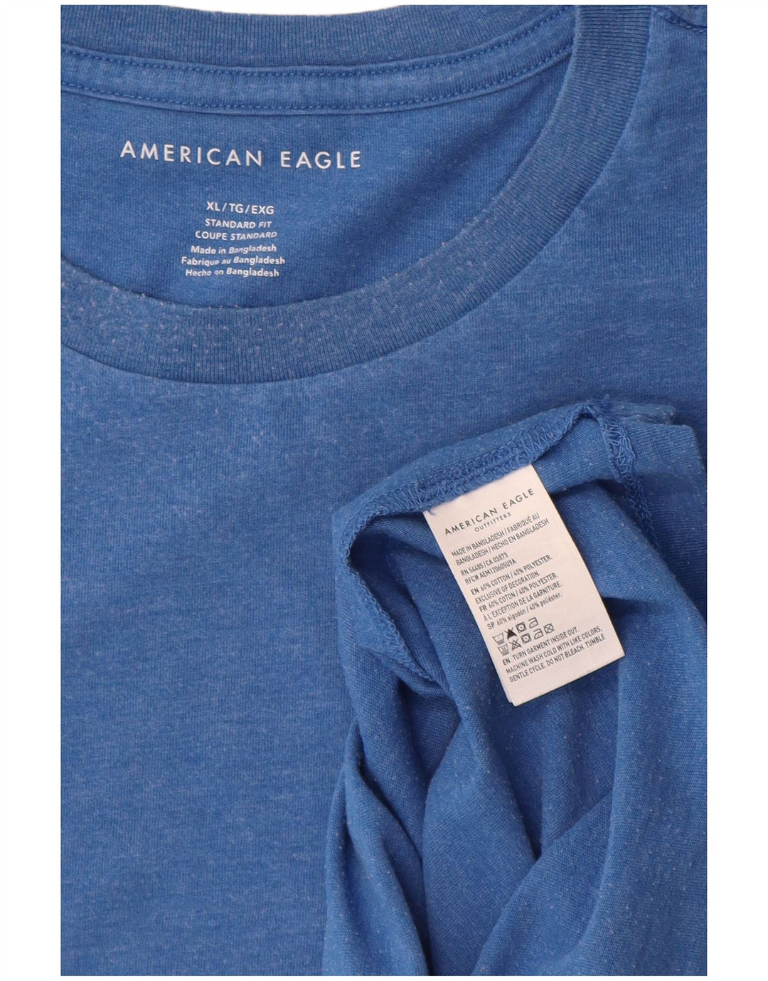 American Eagle Herre Standard Fit T-Shirt Top XL Blå Bomuld