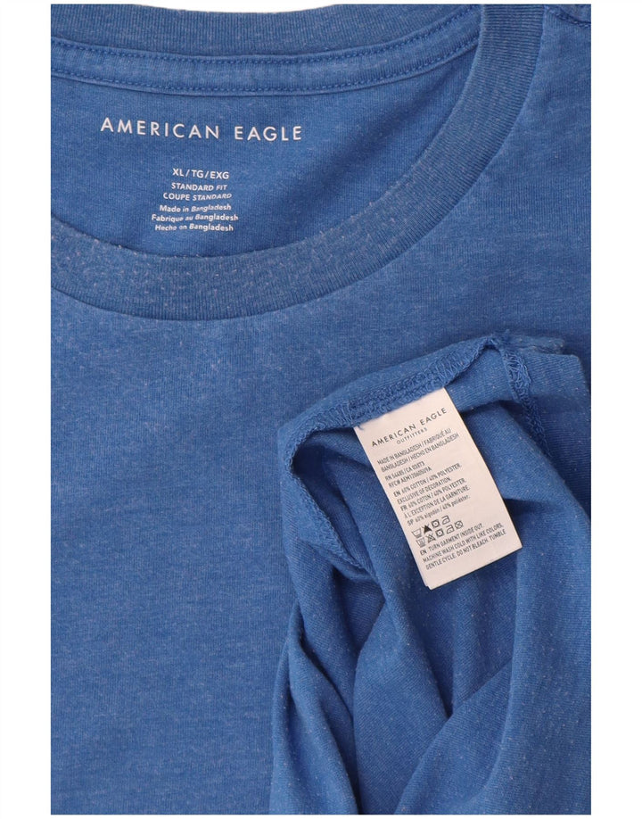 American Eagle Herre Standard Fit T-Shirt Top XL Blå Bomuld