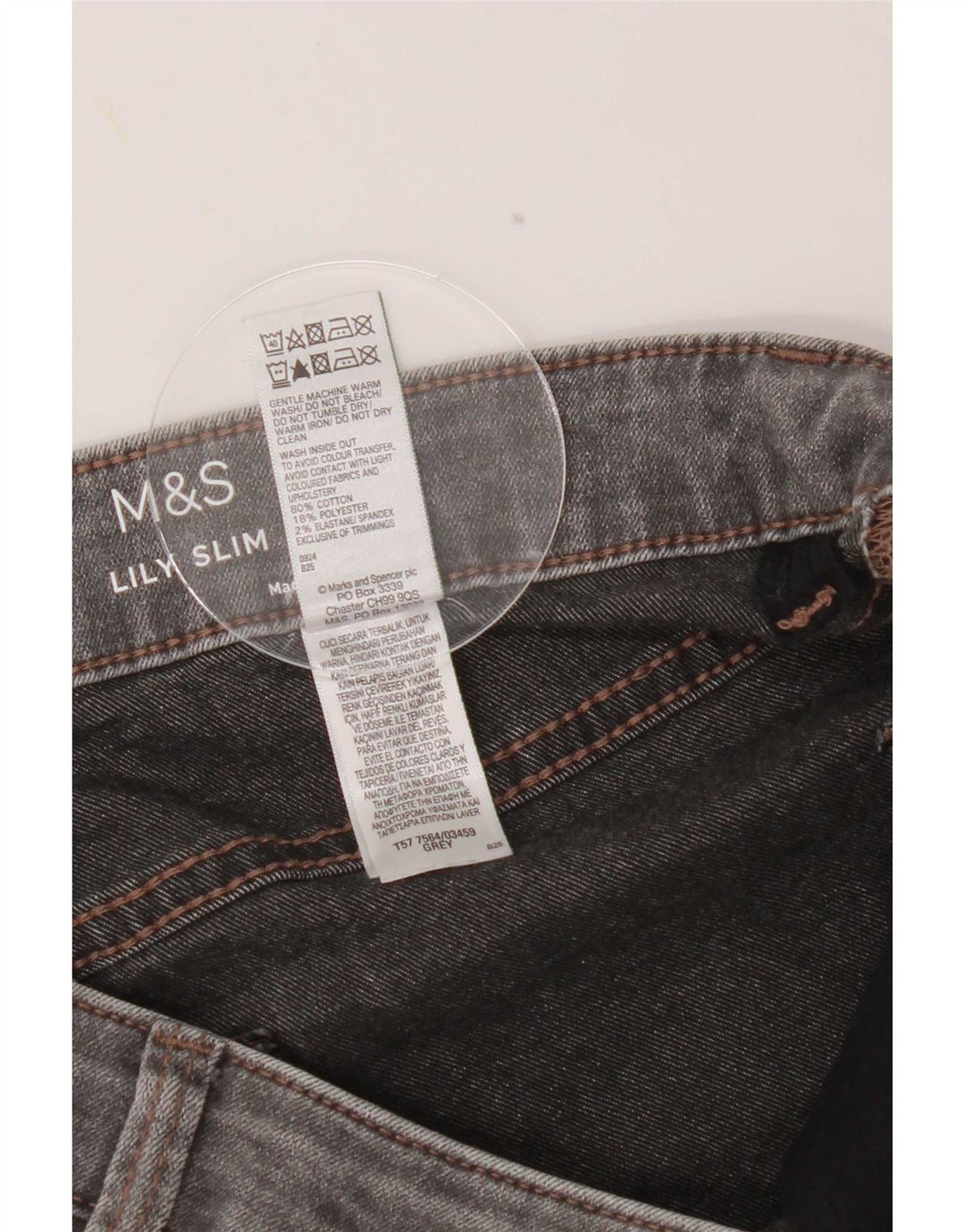 Marks & Spencer Dame Lily Slim Jeans UK 12 Medium W30 L29 Grå Bomuld