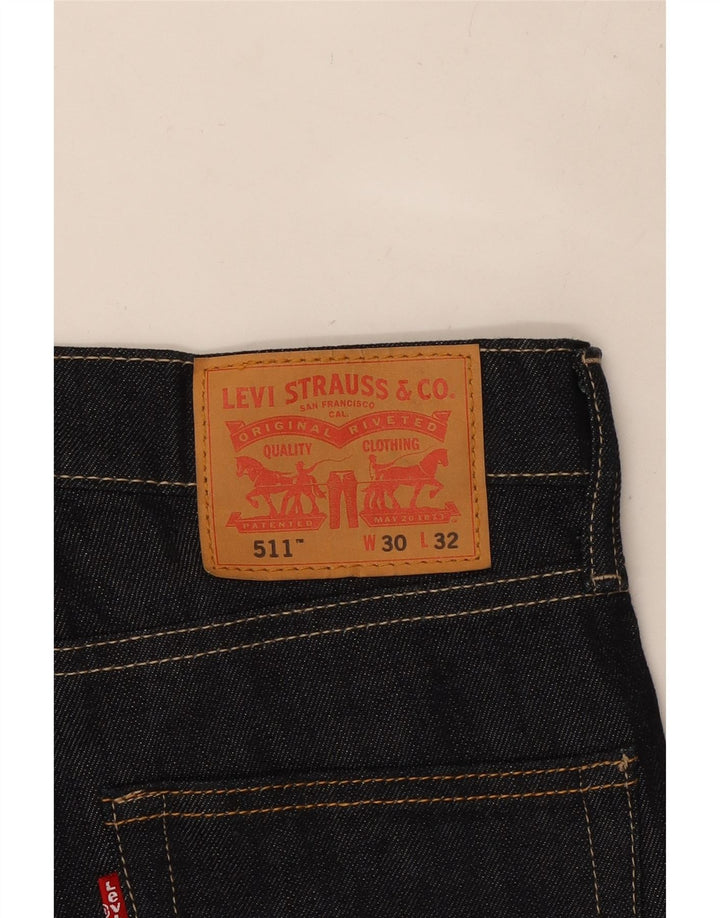 LEVI'S Dame 511 Slim Cropped Jeans W30 L24 Marineblå Bomuld