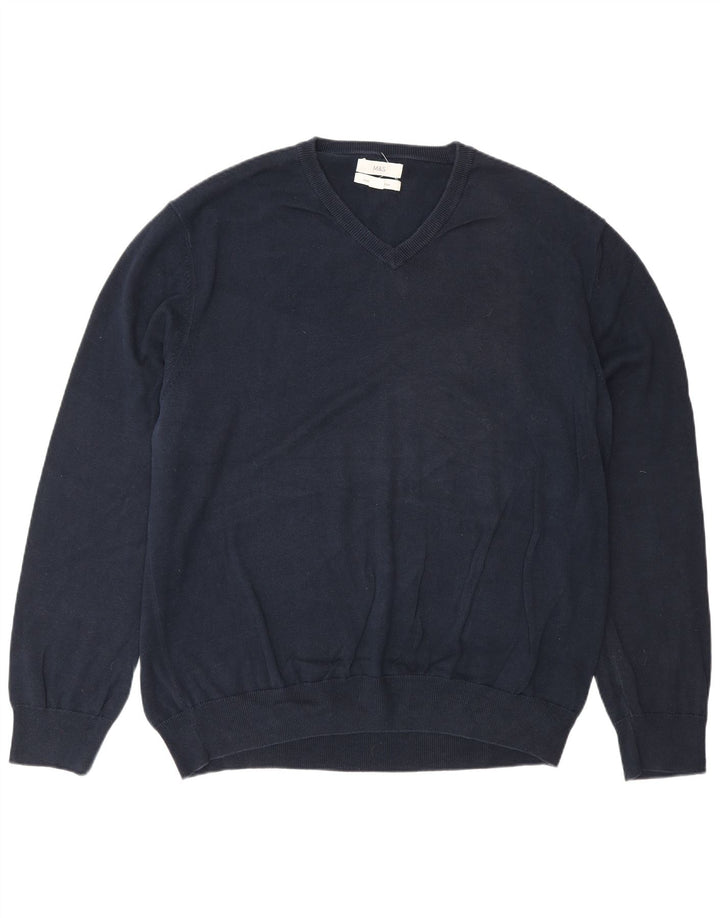 Marks & Spencer Herre V-hals sweater 2XL marineblå bomuld