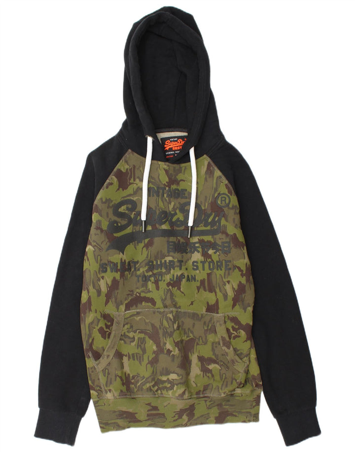 SUPERDRY Grafisk hættetrøje til mænd Small Khaki Camouflage Bomuld