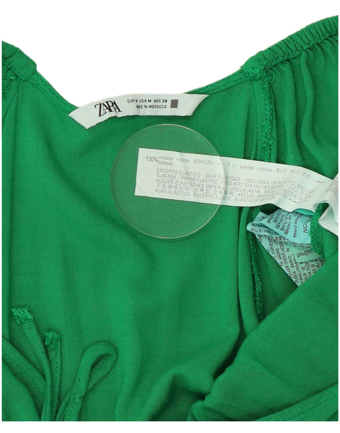 Zara Dame 3/4 ærmet Playsuit UK 14 Medium Green Viscose