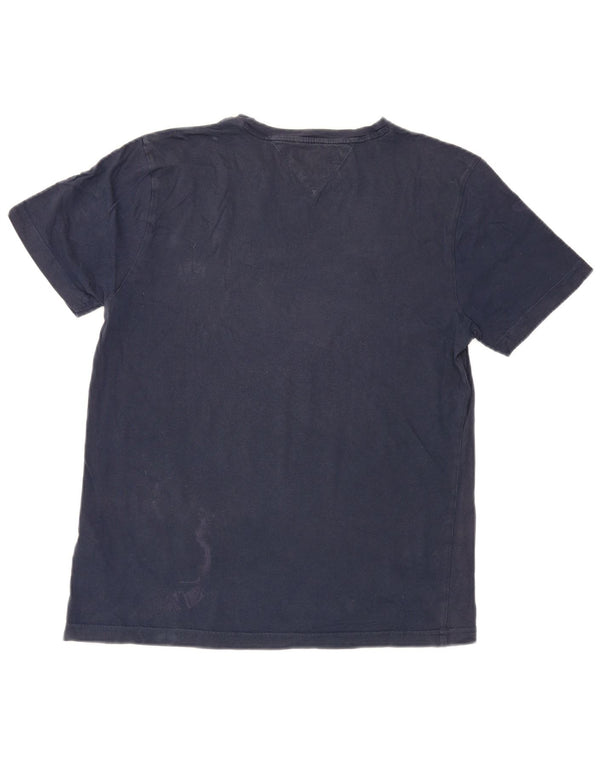 Tommy Hilfiger Dame Grafisk T-Shirt Top UK 16 Stor Marineblå Bomuld