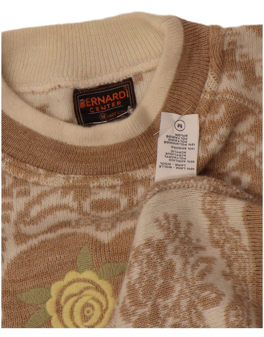 Bernardi Dame Jumper Sweater UK 14 Medium Beige Fair Isle Wool