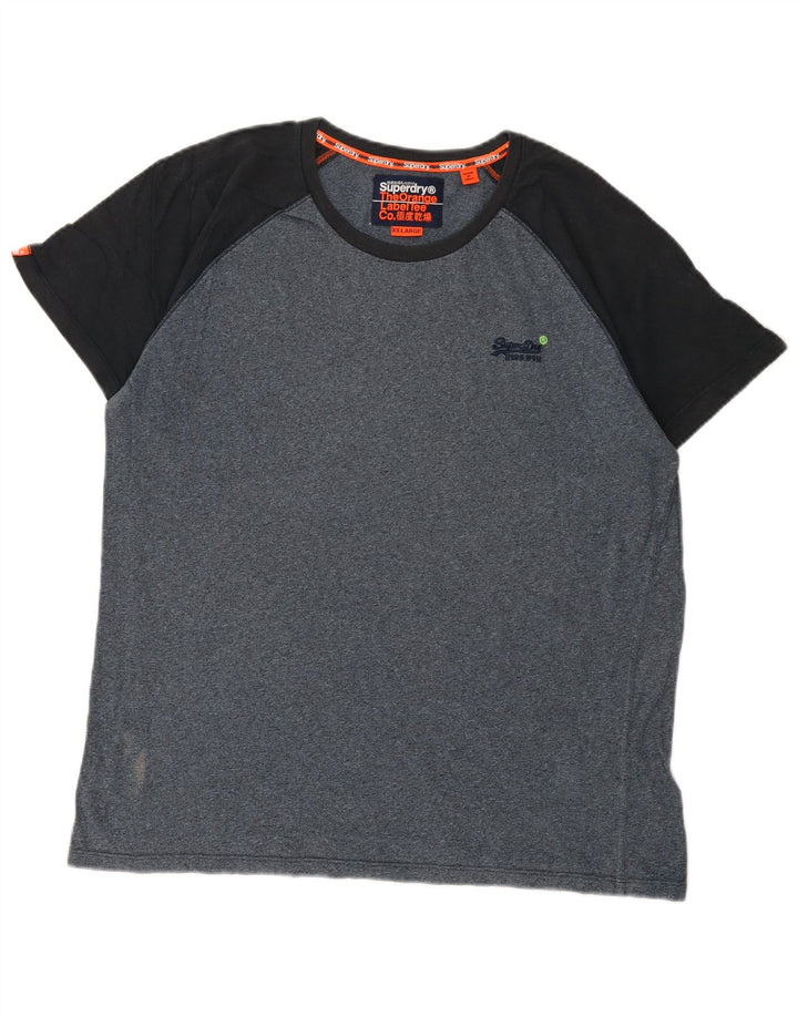 Superdry Herre T-shirt Top 2XL Blå Colourblock Bomuld