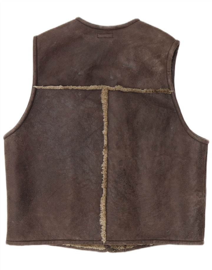 Lukket Herre Shearling Gilet XL Brun