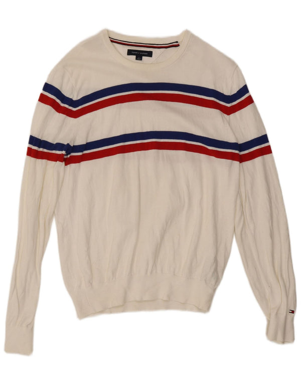 Tommy Hilfiger Herre Crew Neck sweater Medium White Colourblock
