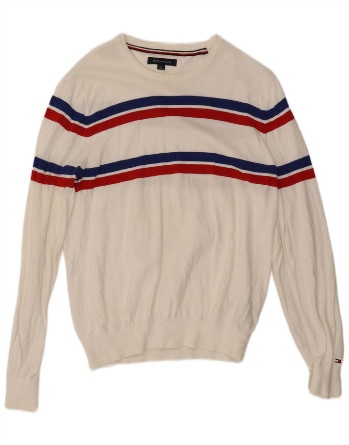 Tommy Hilfiger Herre Crew Neck sweater Medium White Colourblock