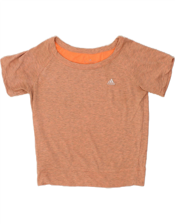 ADIDAS Womens T-Shirt Top UK 14 Medium Orange Flecked Polyester Vintage Adidas and Second-Hand Adidas from Messina Hembry 