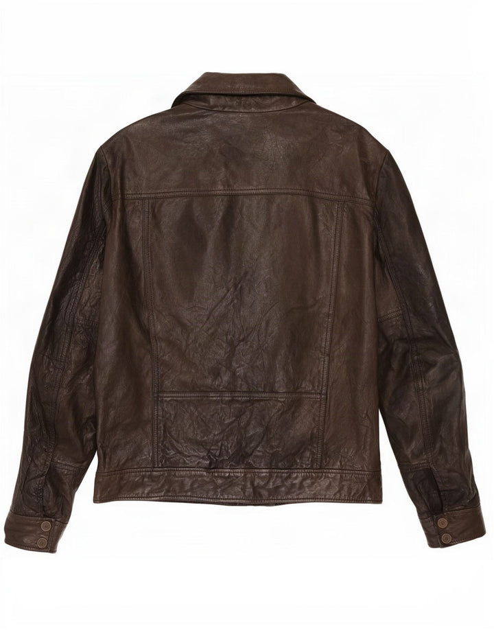 Calvin Klein Jeans Herre Læder Biker Jacket UK 40 Large Sort