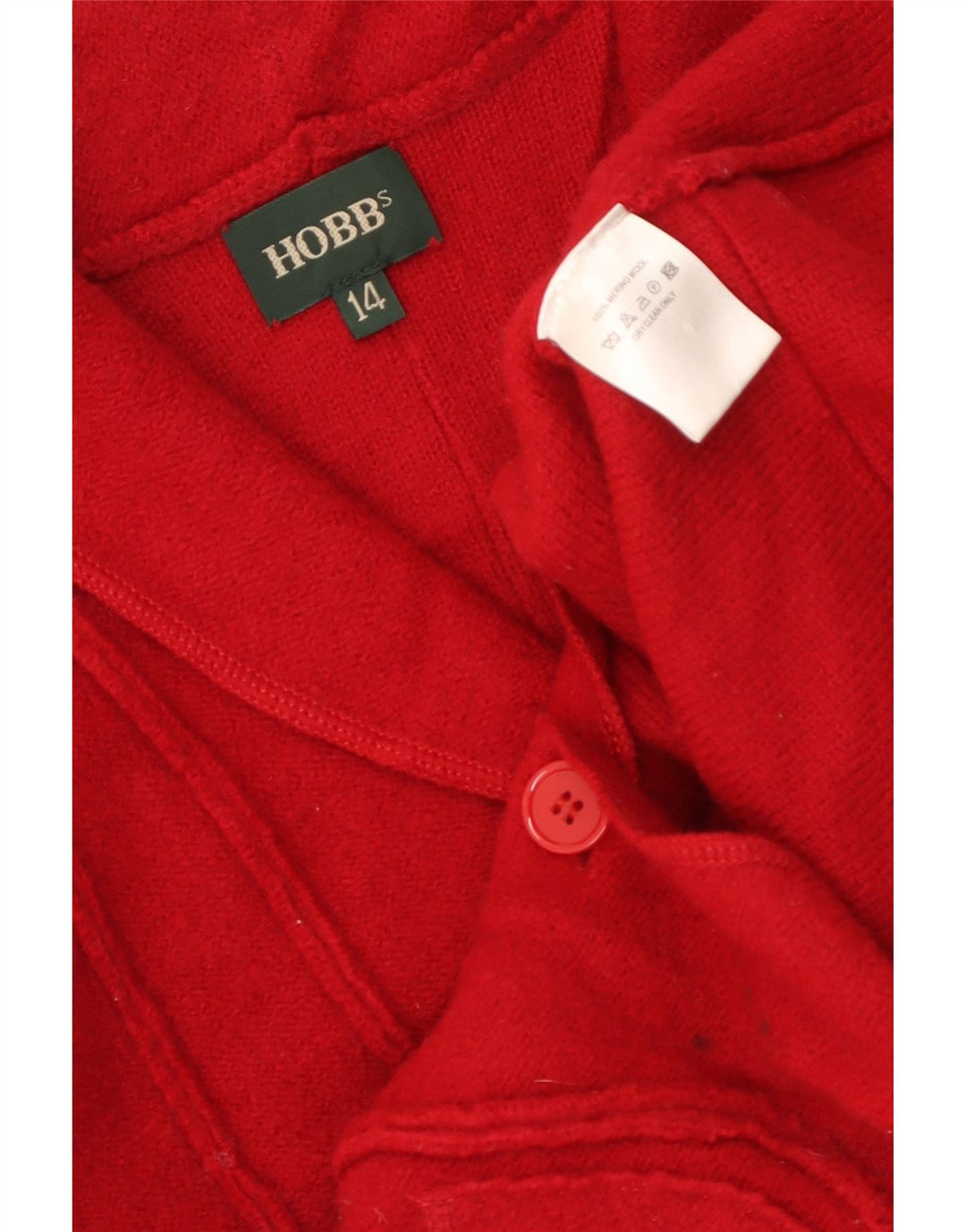 Hobbs Dame Cardigan Sweater UK 14 Medium Rød Merinould