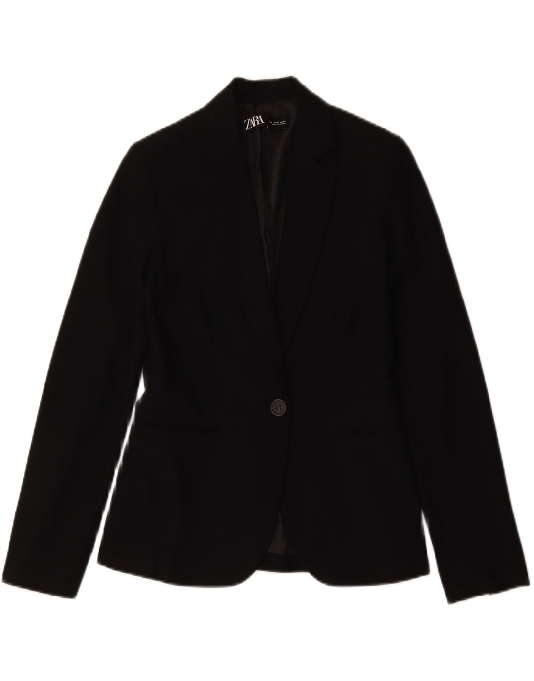 Zara Dame 1 Knap Blazer Jakke EU 34 2XS Sort Polyester
