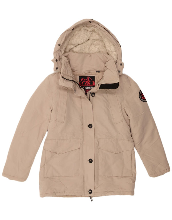 Superdry Parkajakke med hætte til kvinder UK 12 Medium Beige