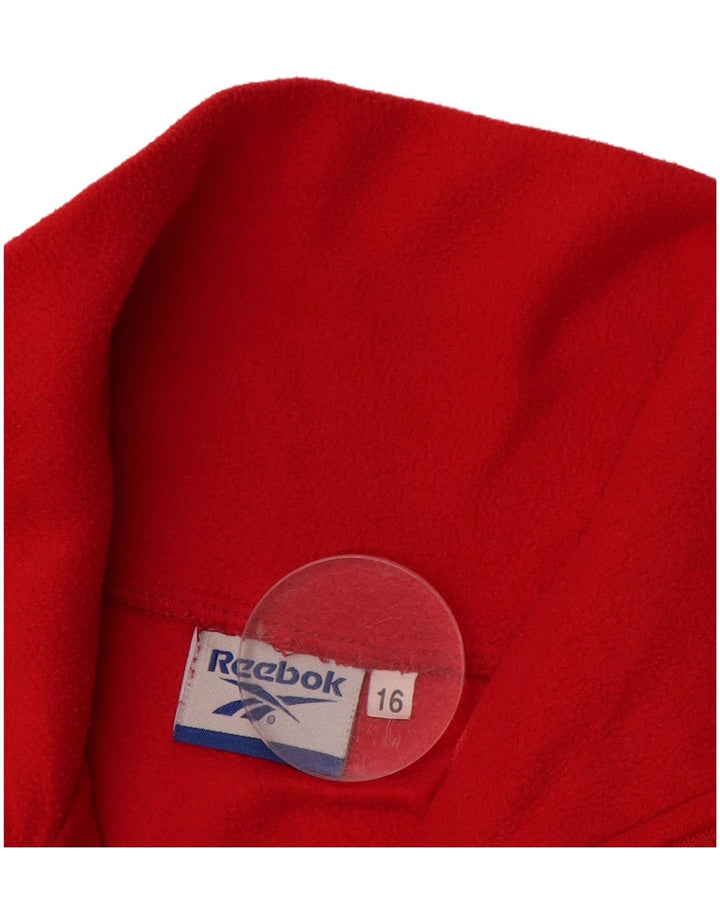 REEBOK Girls 1/4 Zip Fleece Jumper 15-16 Years Red Polyester