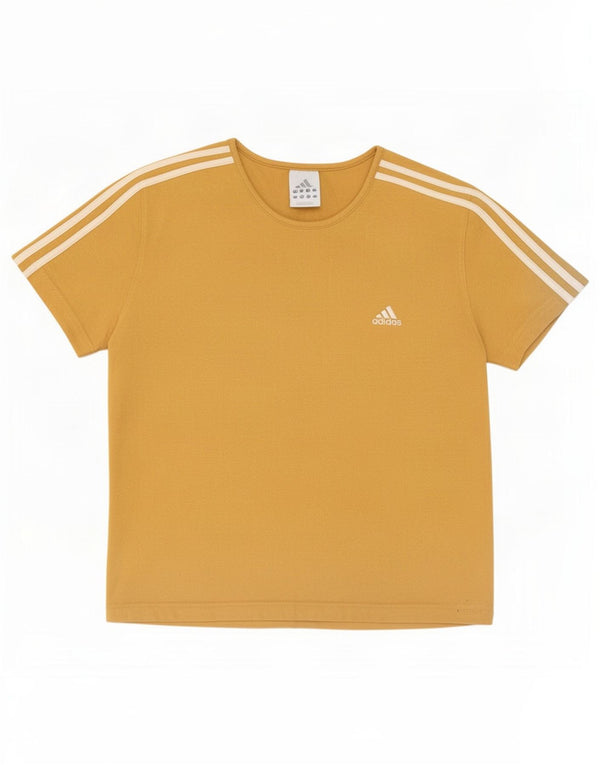 Adidas Dame T-Shirt Top UK 16 Stor Gul Bomuld