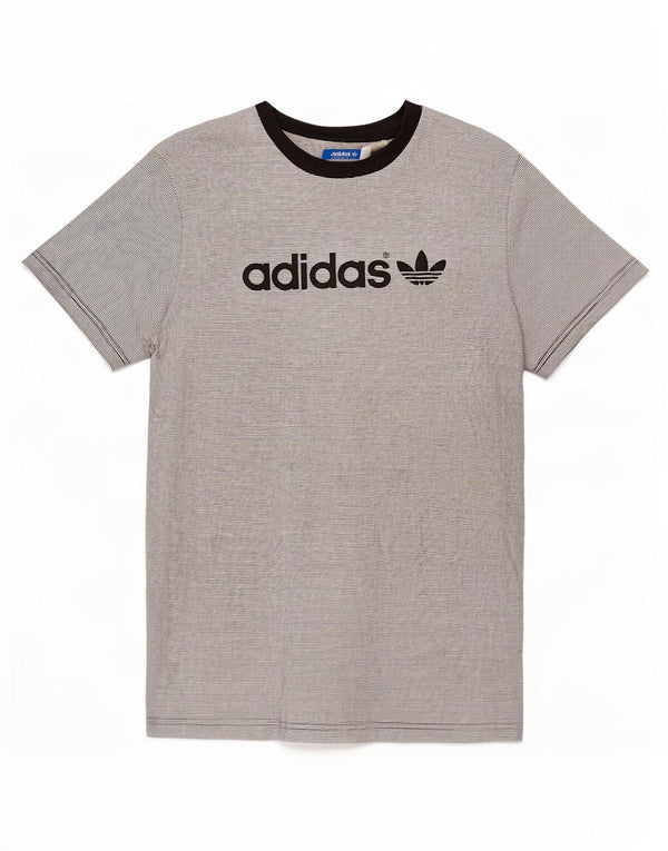 Adidas Herre grafisk T-shirt Top Medium Grey Pinstripe