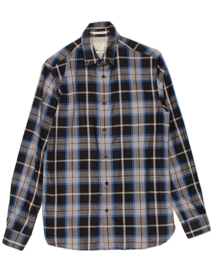 JACK & JONES Mens Tailored Shirt Small Grey Check Cotton Vintage Jack & Jones and Second-Hand Jack & Jones from Messina Hembry 