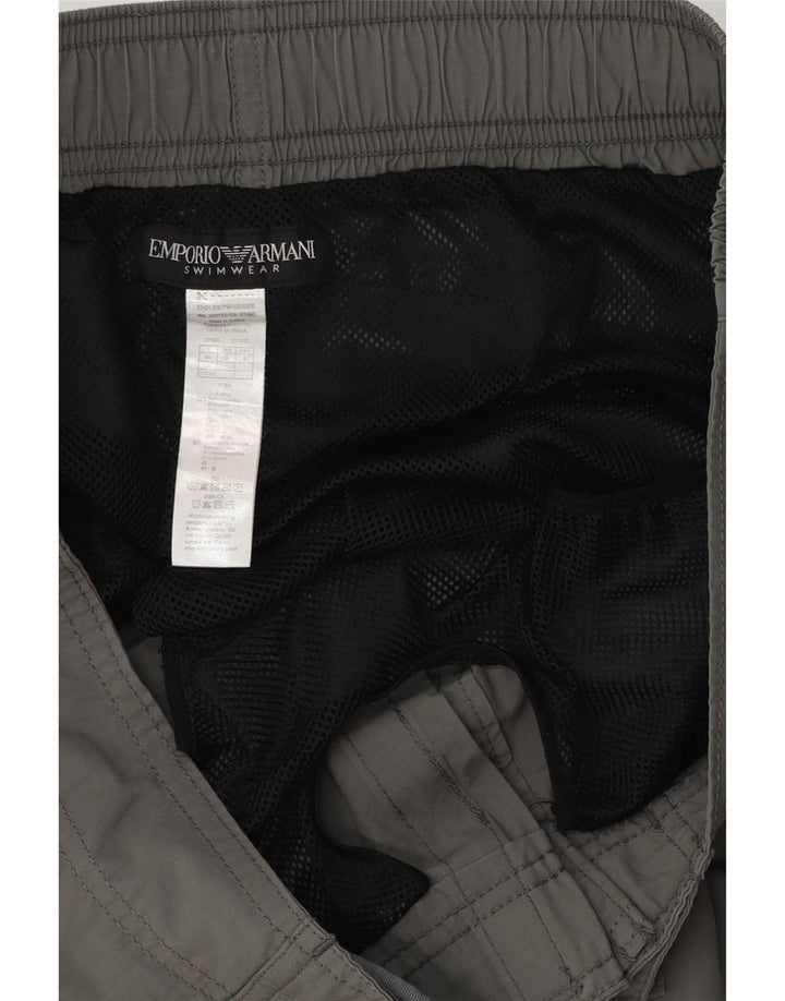 Emporio Armani Grafiske svømmeshorts til mænd, store grå polyester