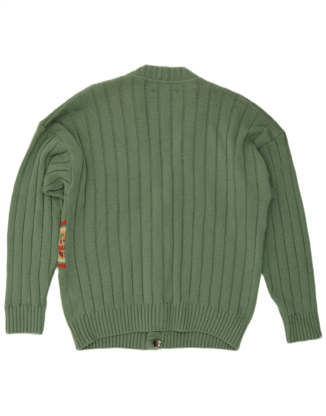 VINTAGE Herre cardigan sweater IT 50 Medium Grøn Geometrisk Uld