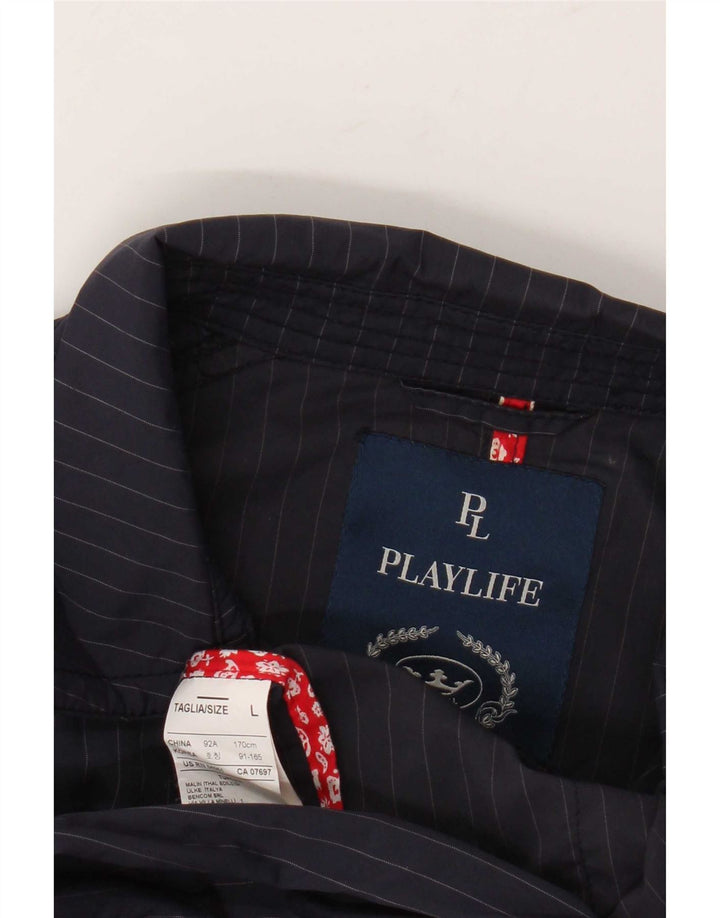 Playlife Womens Bomber Jacket UK 16 Stor marineblå stribet polyester