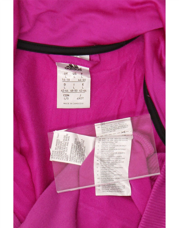 Adidas træningsdragt topjakke til kvinder UK 16/18 Stor Pink Polyester