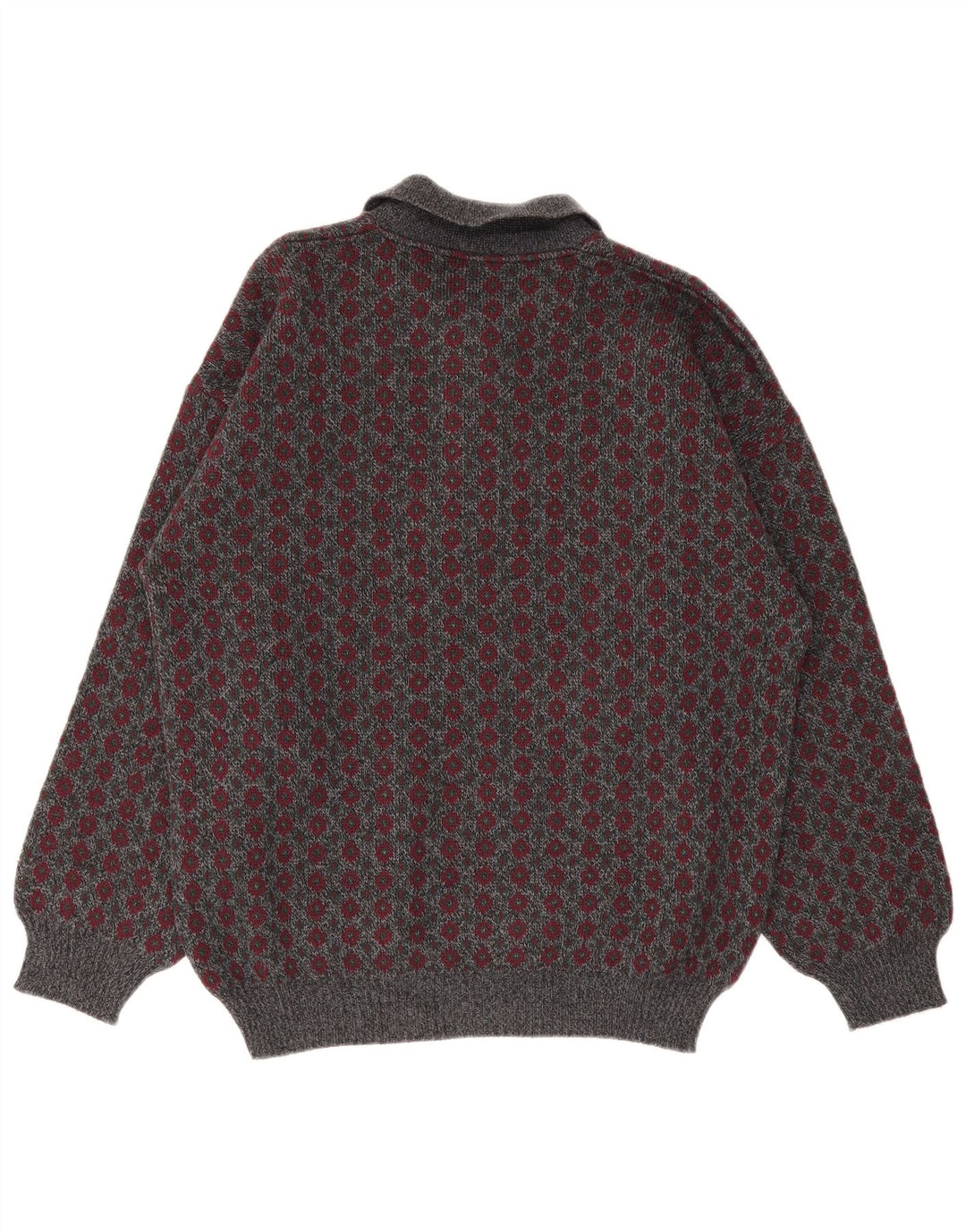 Viky Tricot Herre Polo Neck Jumper Sweater IT 50 Medium Grå Geometrisk