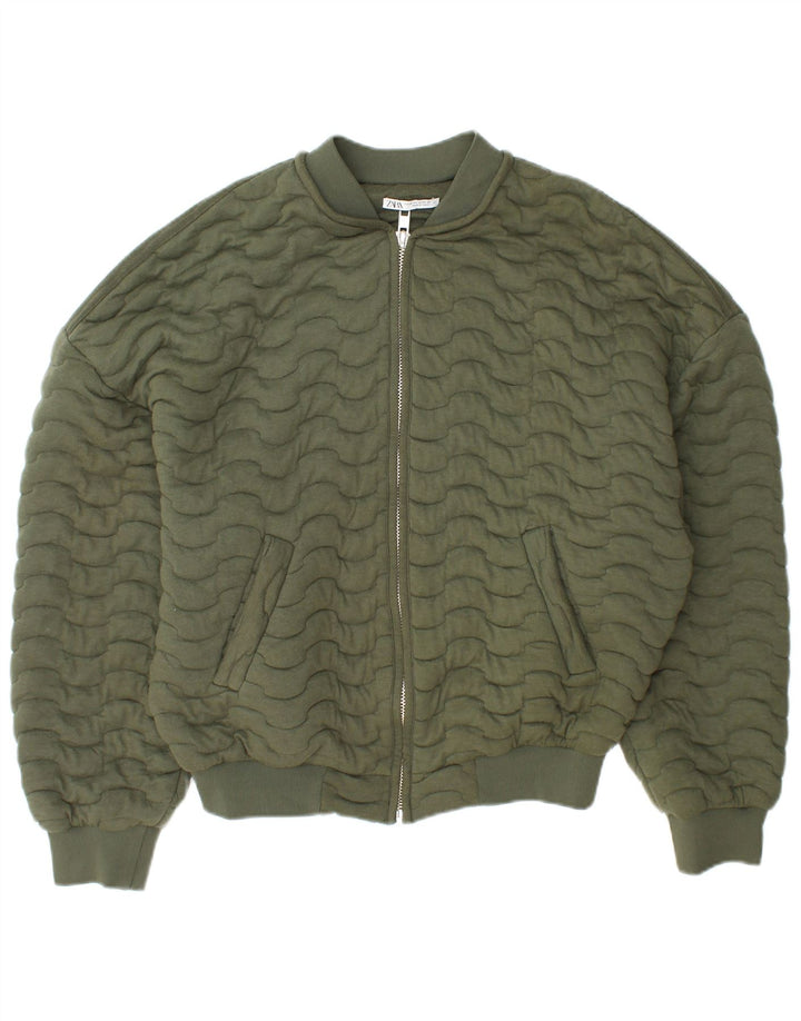 Zara Womens Bomber Jacket UK 14 Medium Khaki