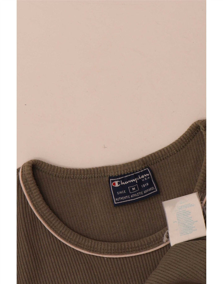 Champion Dame T-Shirt Top UK 12 Medium Khaki Bomuld