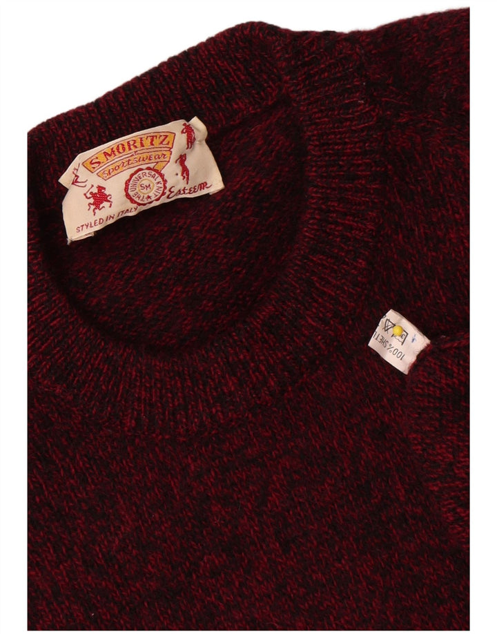 S.Moritz Herre Crew Neck Jumper Sweater Small Bourgogne Argyle/Diamond Wool