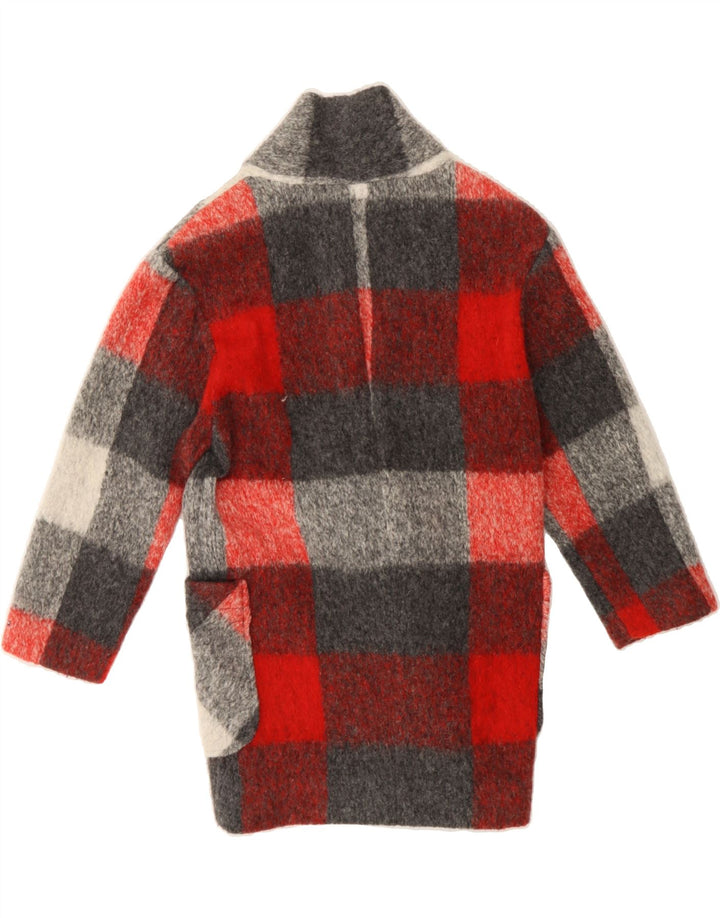 TOMMY HILFIGER Girls Knit Overcoat 7-8 Years Grey Plaid Wool Vintage Tommy Hilfiger and Second-Hand Tommy Hilfiger from Messina Hembry 