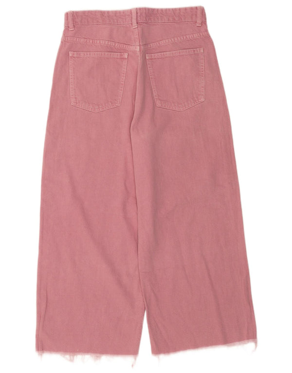 Zara Womens Crop Wide Leg Jeans EU 40 Medium W30 L24 Pink Bomuld