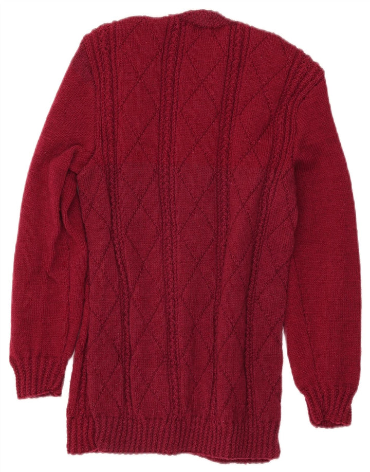 VINTAGE Dame Cardigan Sweater UK 8 Small Burgundy