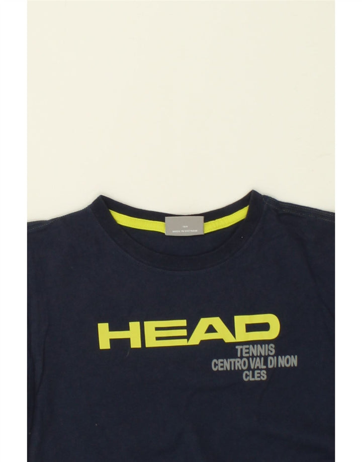 HEAD Boys Graphic T-Shirt Top 14-15 Years Navy Blue Cotton Vintage HEAD and Second-Hand HEAD from Messina Hembry 
