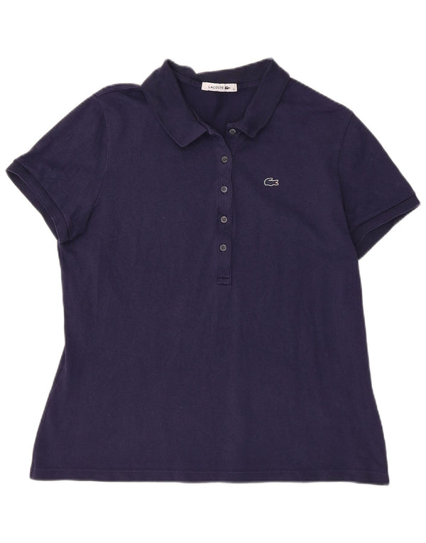 Lacoste Dame Polo Shirt Størrelse 46 XL Marineblå Bomuld