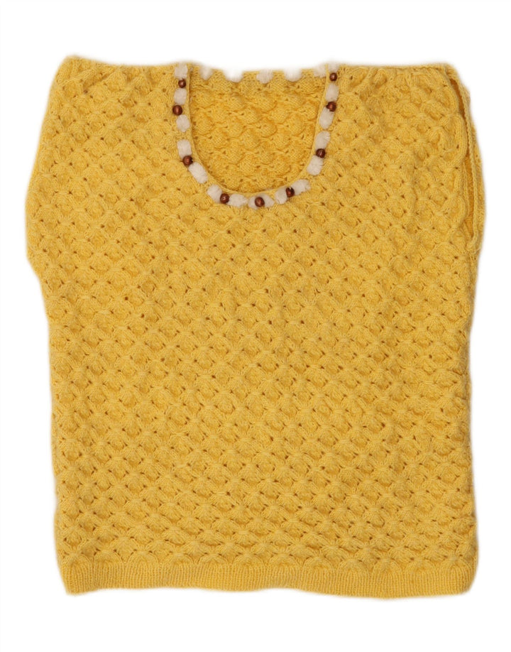 VINTAGE Womens Vest Tank Top UK 12 Medium Yellow Vintage Vintage and Second-Hand Vintage from Messina Hembry 