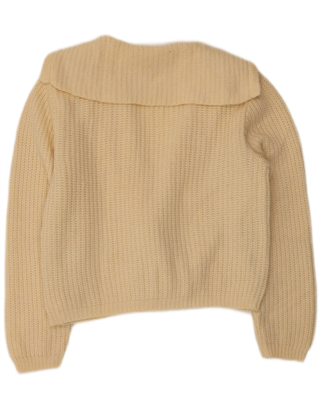 BENETTON Dame Crop Cardigan Sweater IT 46 Large Off White Uld