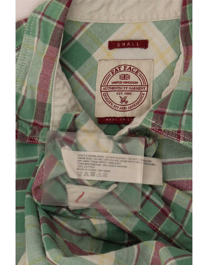 Fat Face Herre Flanellskjorte Lille Grøn Plaid Bomuld