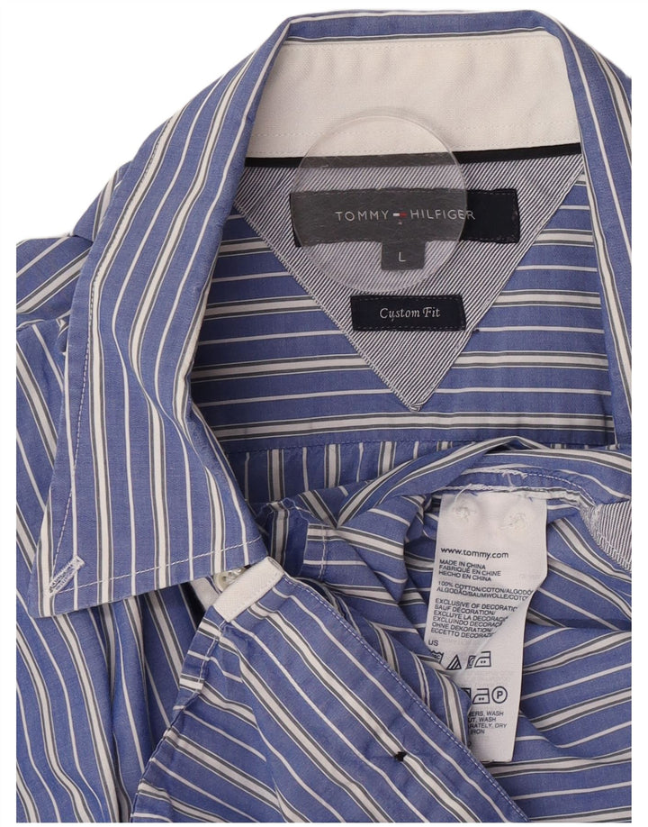 Tommy Hilfiger Herre Custom Fit skjorte Stor blå stribet bomuld