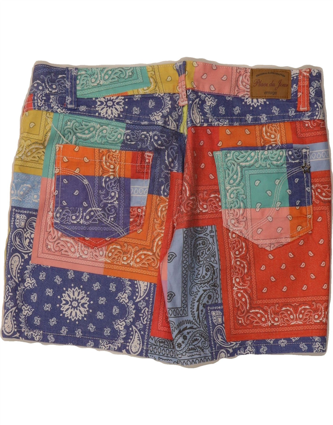 PLACE DU JOUR Womens Shorts EU 42 Large W30  Multicoloured Patchwork Vintage Place du Jour and Second-Hand Place du Jour from Messina Hembry 