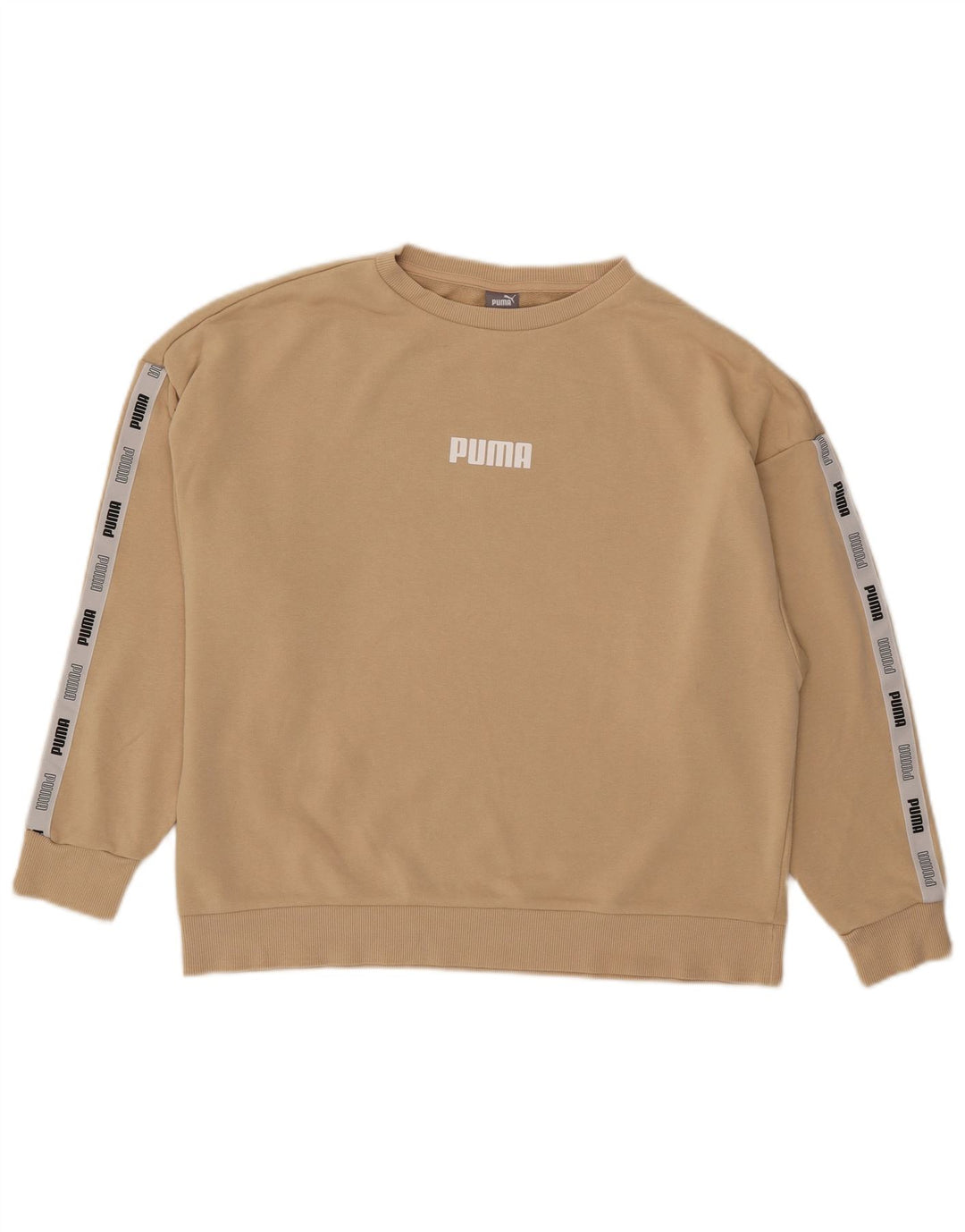 Puma Graphic Sweatshirt Jumper UK 16 Large Beige Colourblock