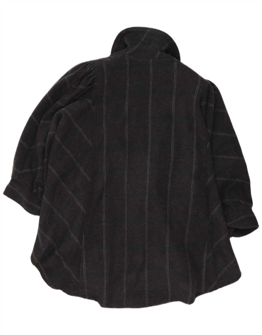 Vintage ponchofrakke til kvinder One Size gråstribet akryl