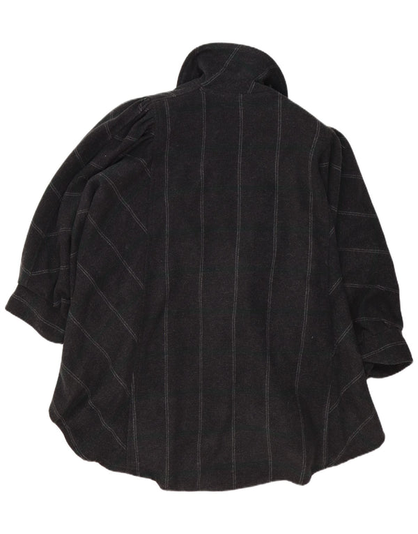 Vintage ponchofrakke til kvinder One Size gråstribet akryl