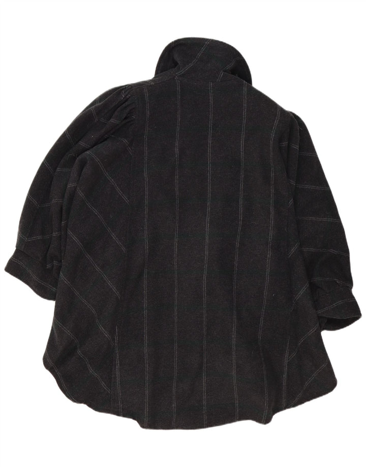 Vintage ponchofrakke til kvinder One Size gråstribet akryl