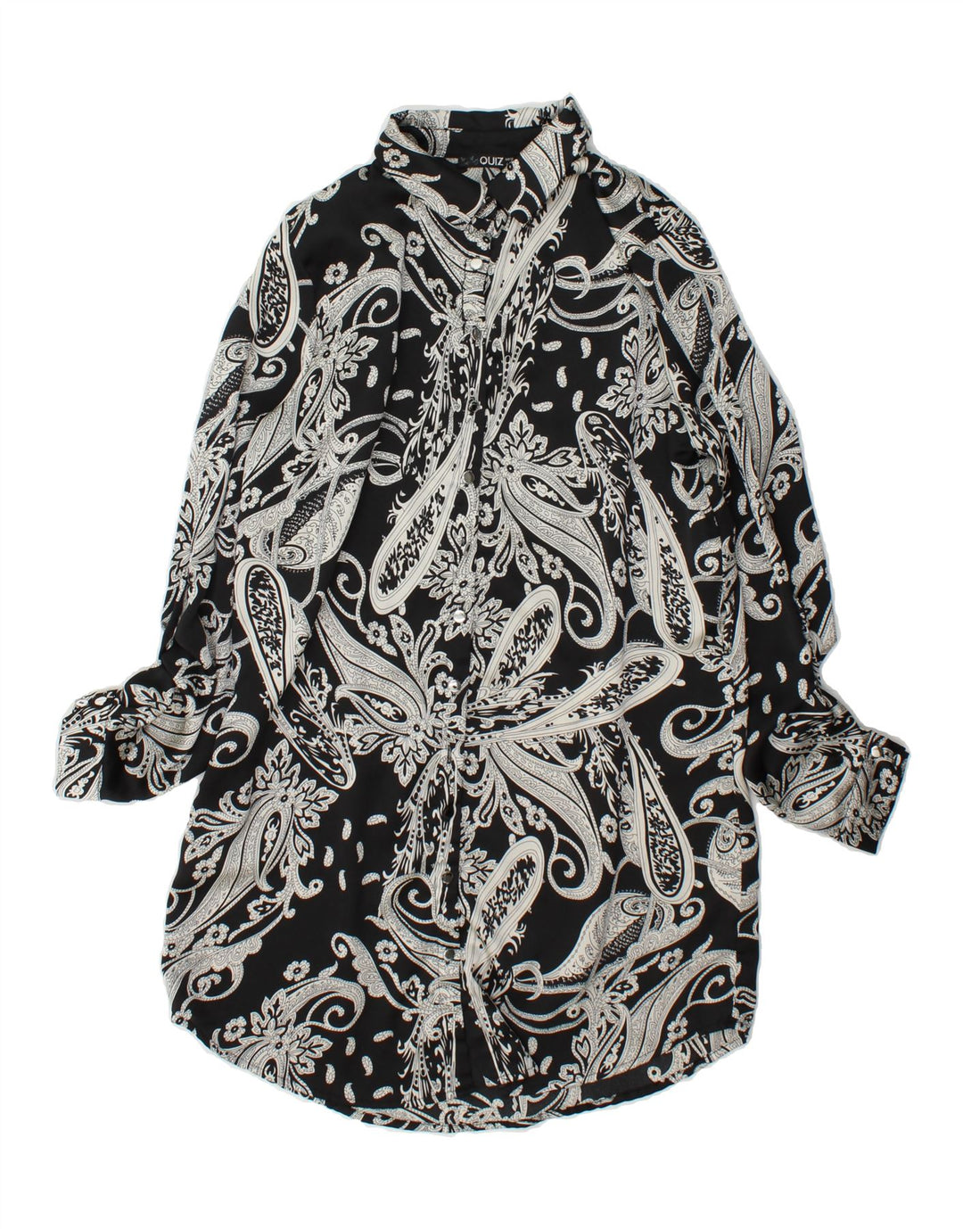 QUIZ Womens Shirt Dress UK 12 Medium Black Paisley Polyester Vintage Quiz and Second-Hand Quiz from Messina Hembry 