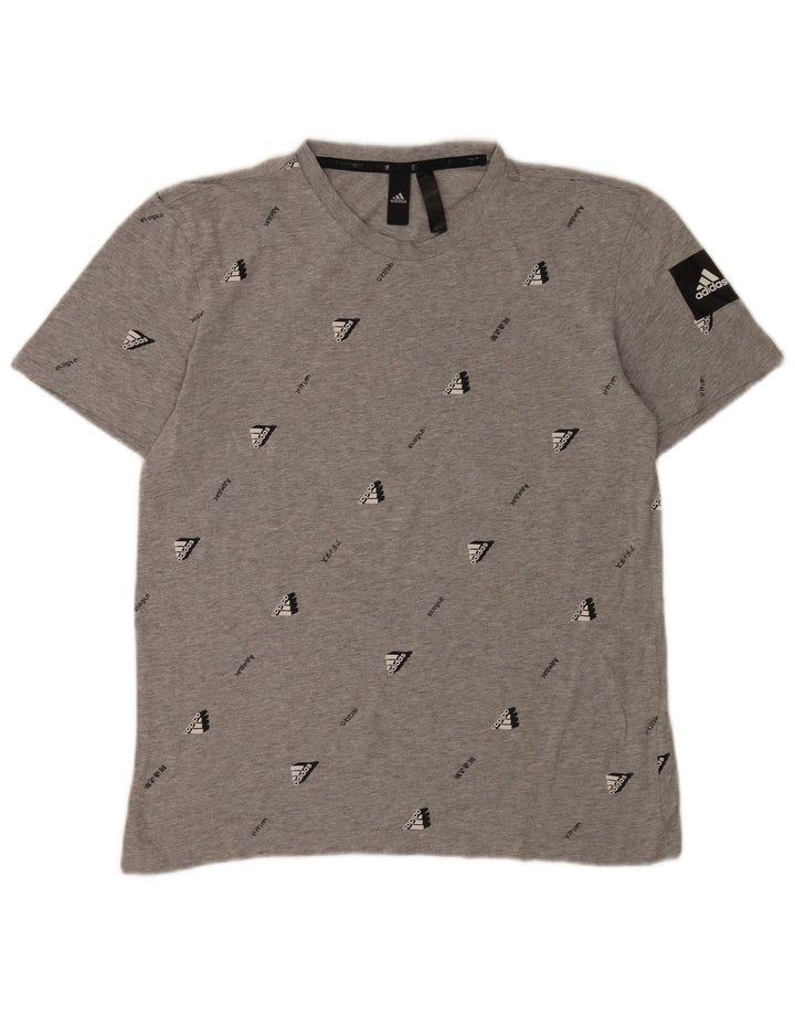 ADIDAS Grafisk T-shirt til mænd, mellemgrå bomuld